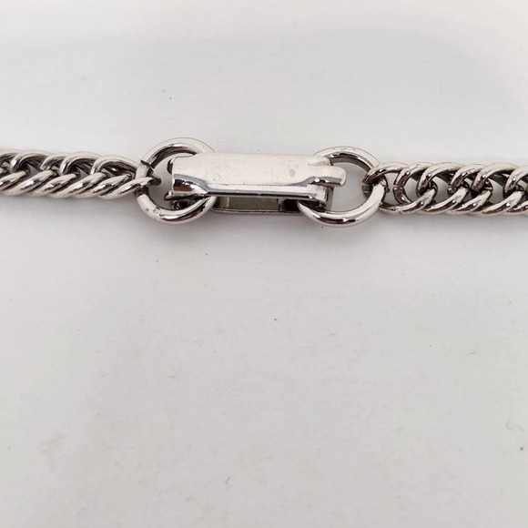 Silver Tone Layered Pendant Tassel Chain Necklace Statement Triangle Textured - Picture 5 of 6